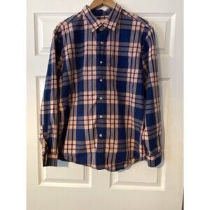 American Eagle Men's blue and plaid button up classic fit shirt size XL